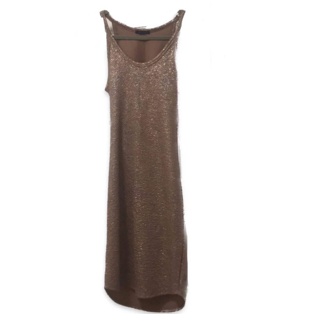 Sweet Claire Gold Metallic Bodycon Cut-Out Midi Tank Dress Small